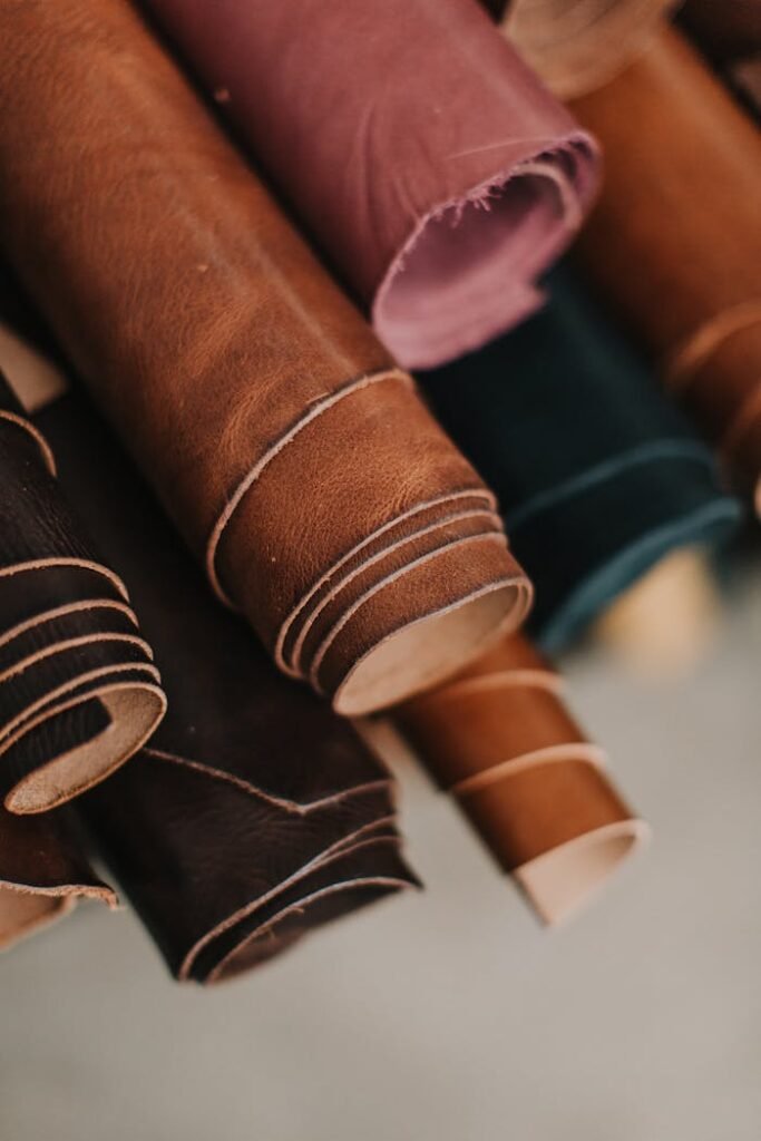 Rolls of Leather in Different Colours